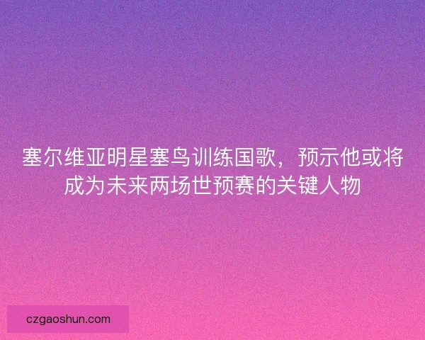 塞尔维亚明星塞鸟训练国歌，预示他或将成为未来两场世预赛的关键人物