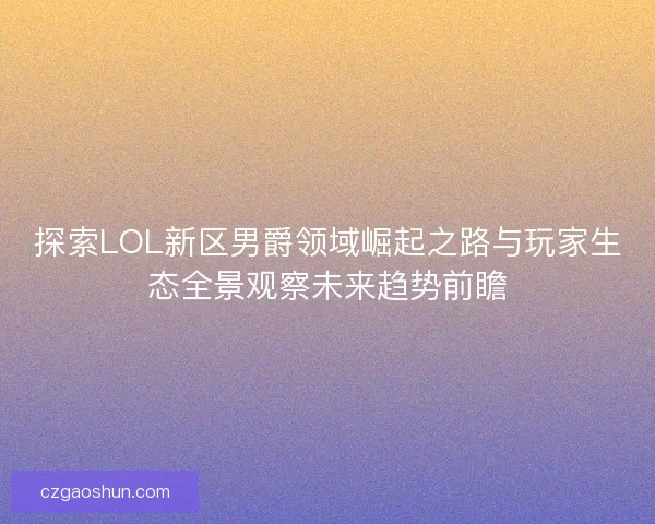 探索LOL新区男爵领域崛起之路与玩家生态全景观察未来趋势前瞻 探索LOL新区男爵领域崛起之路与玩家生态全景观察未来趋势前瞻